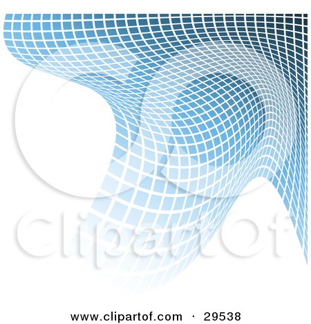 Clipart Illustration of a Wave Of Blue Squares Over A White Background by KJ Pargeter