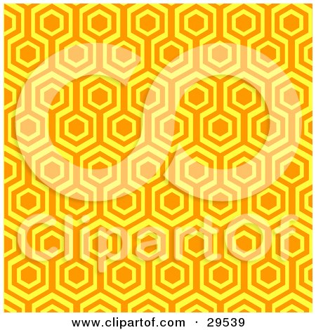 Clipart Illustration of a Retro Orange And Yellow Repeat Pattern Wallpaper Background by KJ Pargeter