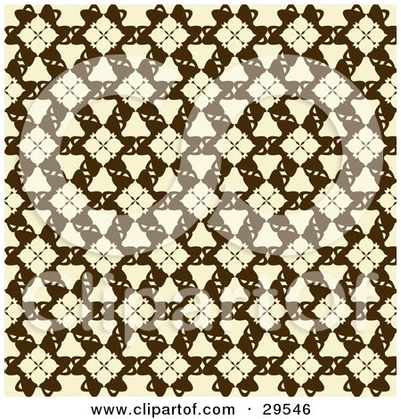 Clipart Illustration of a Retro Beige And Brown Patterned Wallpaper Design by KJ Pargeter