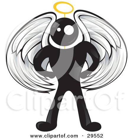 Clipart Illustration of a Blackman Angel Character With White Wings And A Halo by Paulo Resende