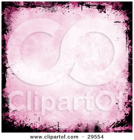 Clipart Illustration of a Pink Background Bordered By Magenta And Black Grunge by KJ Pargeter