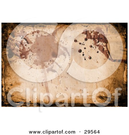 Clipart Illustration of Splatters And Borders Of Black Grunge On A Brown Background by KJ Pargeter