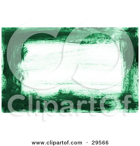 Clipart Illustration of a Border Of Green Paint Strokes Over A White Background by KJ Pargeter