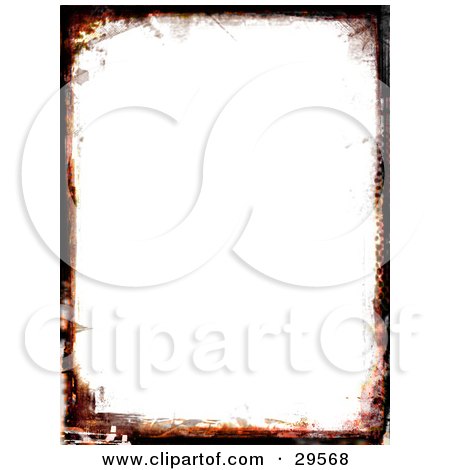 Clipart Illustration of a Frame Of Orange And Back Grunge Marks Over White by KJ Pargeter