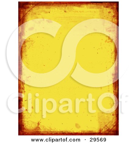 Clipart Illustration of a Red Grunge Border Around A Yellow Stationery Background by KJ Pargeter