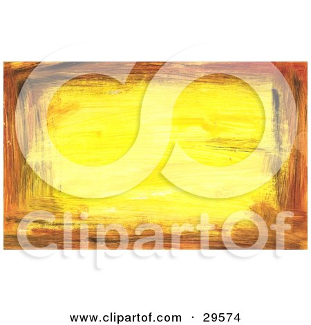 Clipart Illustration of a Painted Yellow Background Bordered By Black And Orange Paint Strokes by KJ Pargeter