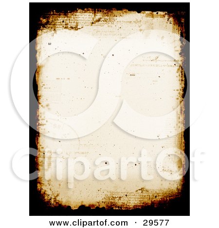 Clipart Illustration of a Stationery Background With Borders Of Brown Text And Black Grunge by KJ Pargeter
