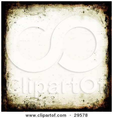 Clipart Illustration of an Off White Stationery Background With Black And Brown Grunge Borders by KJ Pargeter