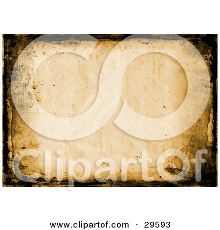 Clipart Illustration of Black Grunge Marks Around A Parchment Paper Background by KJ Pargeter