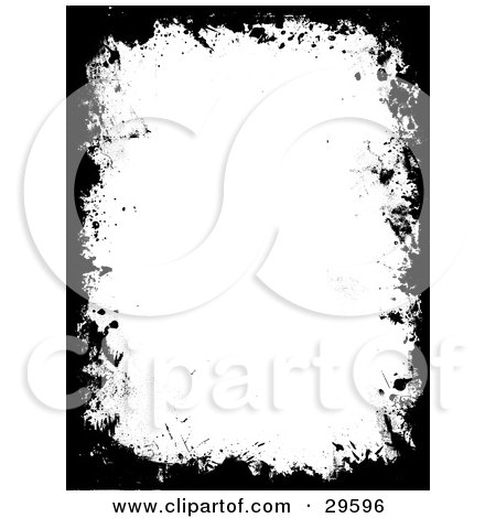 Clipart Illustration of a Border Of Black Grunge Marks Over A White Stationery Background by KJ Pargeter