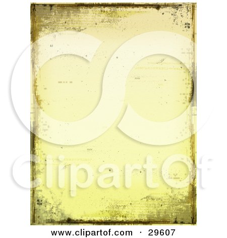 Clipart Illustration of a Pale Yellow Background With Green And Brown Grunge Marks by KJ Pargeter