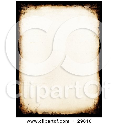 Clipart Illustration of an Off White Stationery Background With Borders Of Brown And Black Grunge by KJ Pargeter