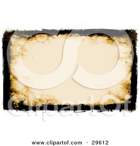 Clipart Illustration of a Horizontal Background Of Black And Orange Grunge With A White Border by KJ Pargeter