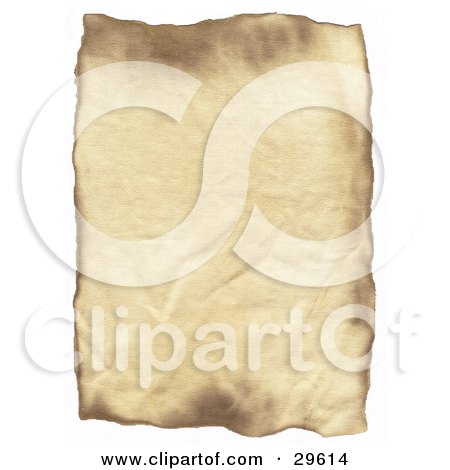 Clipart Illustration of a Vertical Blank Piece Of Wrinkled Parchment Paper On A White Background by KJ Pargeter