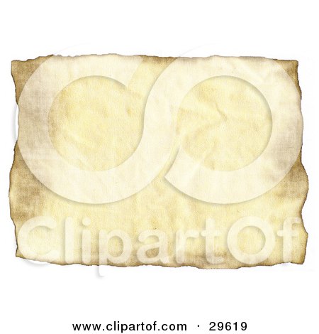 Clipart Illustration of a Blank Piece Of Wrinkled Parchment Paper On A White Background by KJ Pargeter