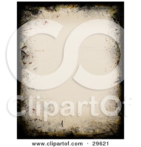 Clipart Illustration of a Border Of Black Grunge Marks On An Off White Background by KJ Pargeter
