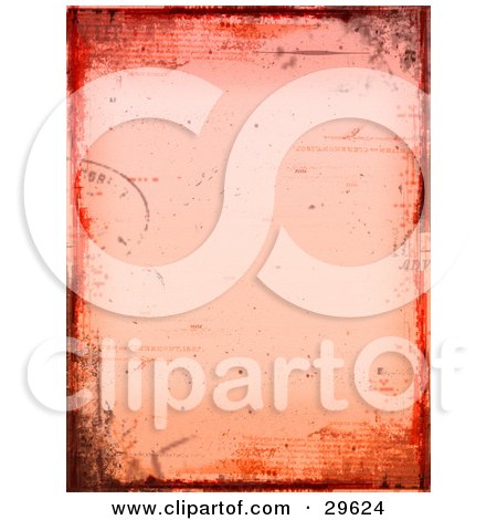 Clipart Illustration of a Pink Grunge Background Bordered By Red And Orange Smears And Stamps by KJ Pargeter