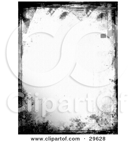 Clipart Illustration of an Off White Stationery Background Bordered With Gray And Black Grunge Marks by KJ Pargeter