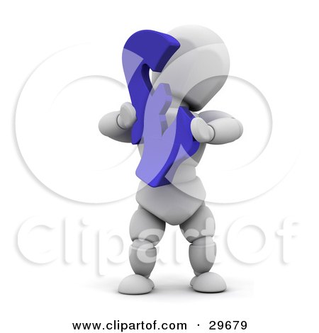 Clipart Illustration of a White Character Holding Up A Blue Pound Sterling Symbol by KJ Pargeter