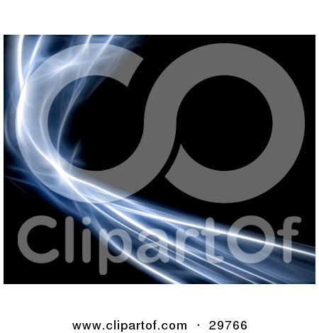 Clipart Illustration of a Blue Fractal Wave With Patches Of Bright Light, On A Black Background by KJ Pargeter