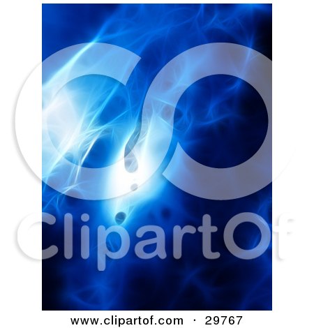 Clipart Illustration of a Background Of Patches Of Bright Light In A Blue Smokey Fractal by KJ Pargeter