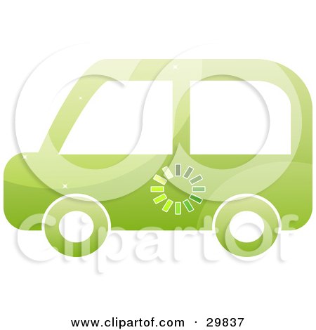Clipart Illustration of a Green Electrical Car With An Energy Monitor by Melisende Vector