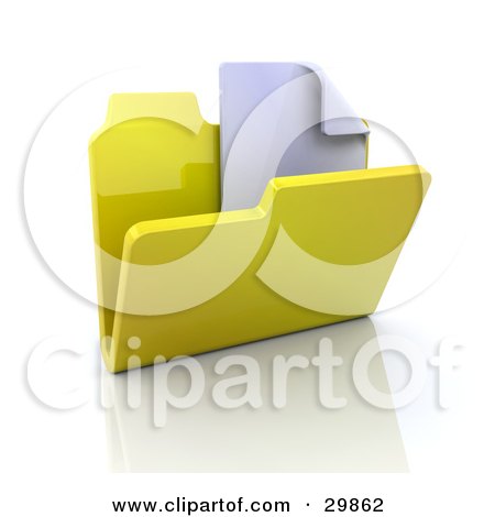 Clipart Illustration of a Blank Document In A Yellow Folder by KJ Pargeter