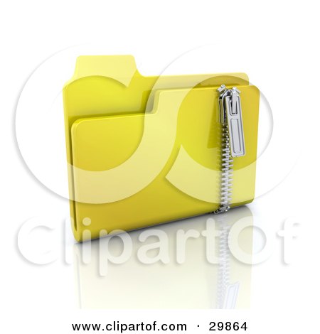Clipart Illustration of a Yellow Zip Folder With Compressed Files by KJ Pargeter