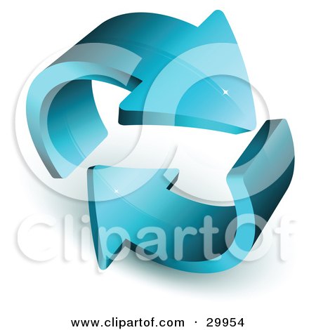 Clipart Illustration of a Pre-Made Logo Of Two Thick Blue Arrows Circling by beboy
