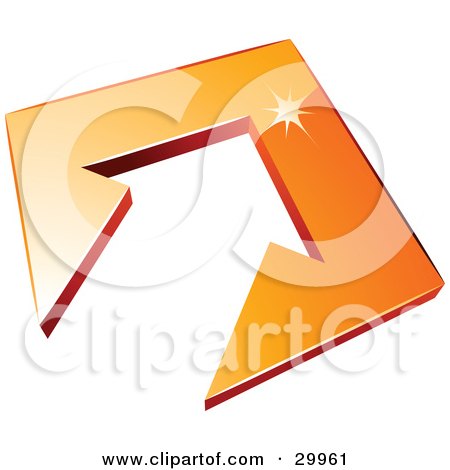 Clipart Illustration of a Pre-Made Logo Of An Arrow In An Orange Tile by beboy