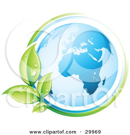 Clipart Illustration of a Pre-Made Logo Of A Vine Circling The Earth by beboy