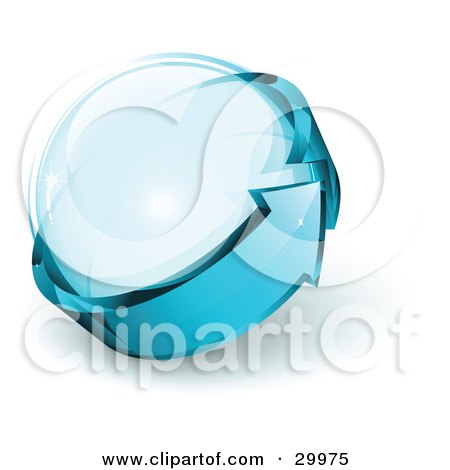 Clipart Illustration of a Pre-Made Logo Of Blue Arrow Circling A Glass Sphere by beboy
