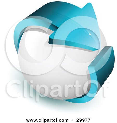 Clipart Illustration of a Pre-Made Logo Of A Blue Arrow Around A White Sphere by beboy
