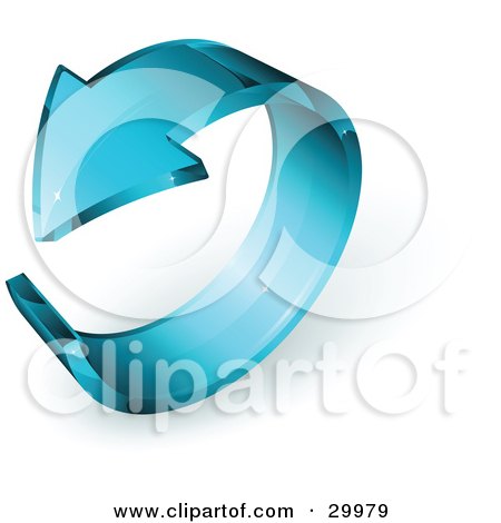 Clipart Illustration of a Pre-Made Logo Of A Blue Glass Arrow Circling by beboy