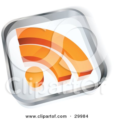 Clipart Illustration of a Pre-Made Logo Of A Glass Square With An Orange RSS Symbol by beboy