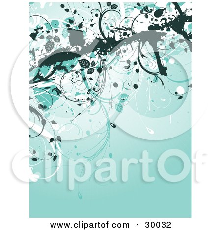 Clipart Illustration of a Dark Grunge Border With Flowers On Tall Stems Over A Brownish Red Background by KJ Pargeter