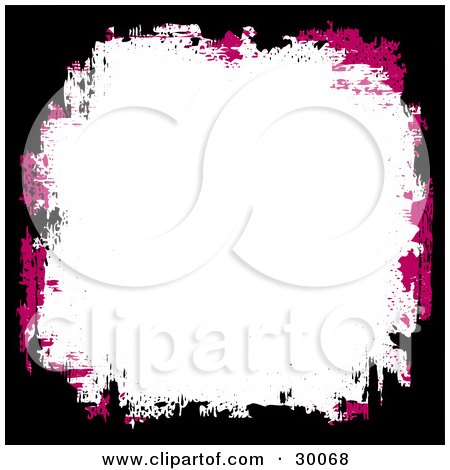 Clipart Illustration of a Black And Magenta Grunge Border Around A Blank White Background by KJ Pargeter