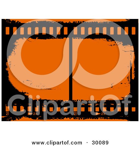 Clipart Illustration of a Black Film Strip With Orange Frames by KJ Pargeter