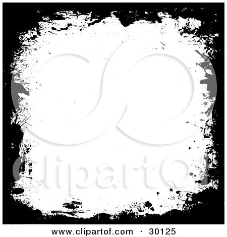Clipart Illustration of White Black Background With Black Grunge Marks Along The Edges by KJ Pargeter