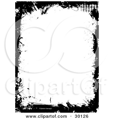 Clipart Illustration of a Vertical Background Of White, Framed In Black Grunge Scuffs by KJ Pargeter