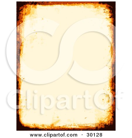 Clipart Illustration of an Off White Stationery Background Bordered By Burnt Orange And Black Grunge Marks by KJ Pargeter