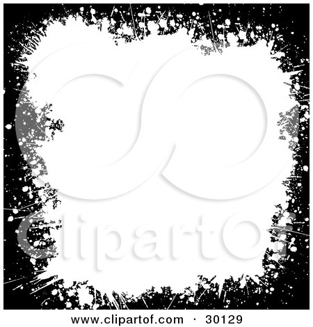 Clipart Illustration of Marked Black Grunge Bordering A White Background by KJ Pargeter