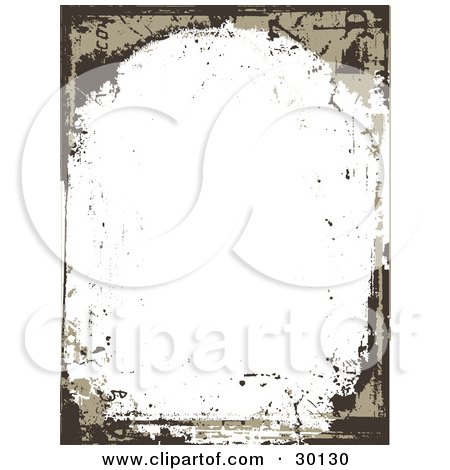Clipart Illustration of a Brown And Tan Grunge Mark Border Over A White Background by KJ Pargeter