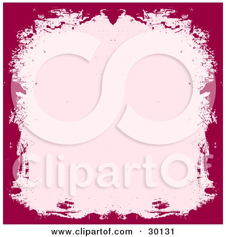 Clipart Illustration of a Red Grunge Border Around A Pink Background by KJ Pargeter