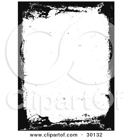 Clipart Illustration of a White Vertical Background Bordered By Black Grunge Textures by KJ Pargeter