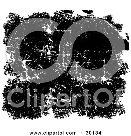 Clipart Illustration of an Old Scratched Black Grunge Background Bordered By White by KJ Pargeter