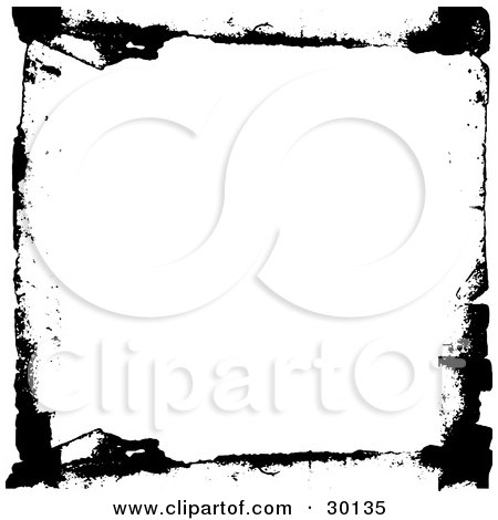 Clipart Illustration of Thin Black Grunge Lines Bordering White by KJ Pargeter
