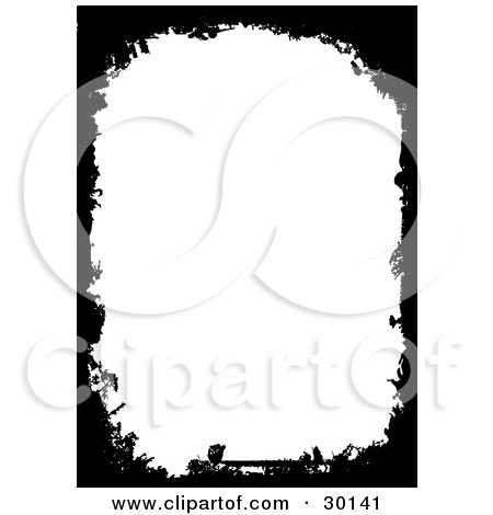 Clipart Illustration of a Vertical Background Of White, Framed With Black Grunge Marks by KJ Pargeter