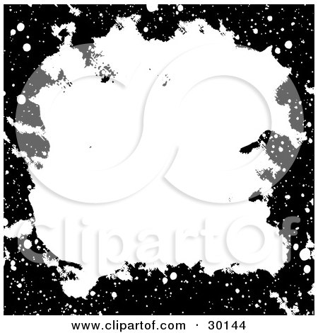 Clipart Illustration of a Black Grunge Border Of Marks, Over White by KJ Pargeter