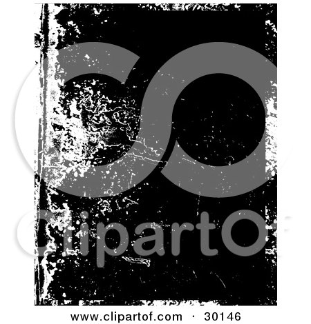 Clipart Illustration of a Black Grunge Background Bordered By White Scratches And Scuffs by KJ Pargeter